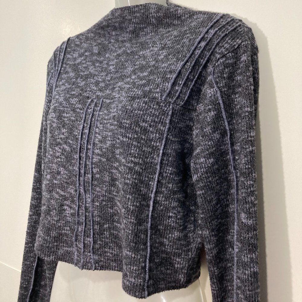 Urban Outfitters Out From Under Tripp Cropped Mock Neck Top Gray Waffle Knit L - Picture 4 of 10